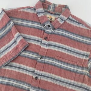 Marine Layer Stretch Selvage Short Sleeve Mens M Pink Striped Short Sleeve Shirt
